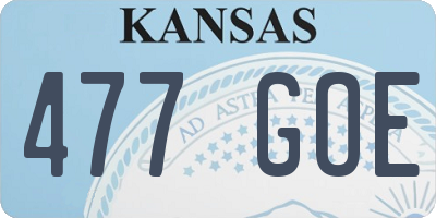 KS license plate 477GOE