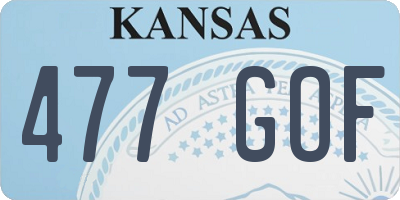 KS license plate 477GOF