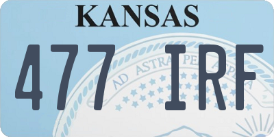 KS license plate 477IRF