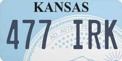 KS license plate 477IRK