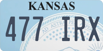 KS license plate 477IRX
