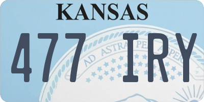 KS license plate 477IRY