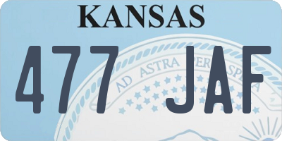 KS license plate 477JAF
