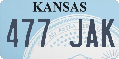 KS license plate 477JAK