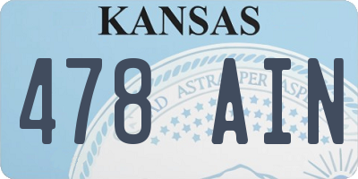 KS license plate 478AIN