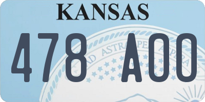 KS license plate 478AOO