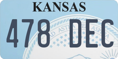 KS license plate 478DEC