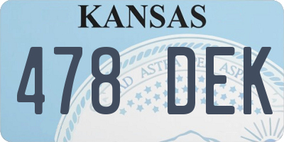 KS license plate 478DEK