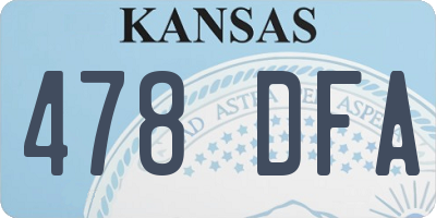 KS license plate 478DFA
