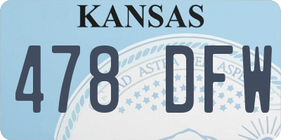 KS license plate 478DFW