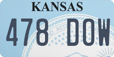 KS license plate 478DOW