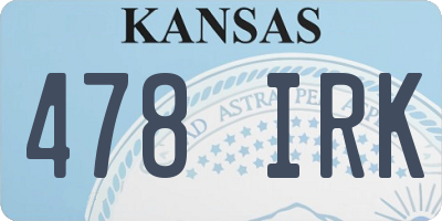 KS license plate 478IRK