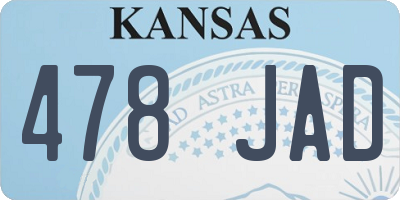 KS license plate 478JAD