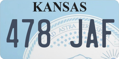 KS license plate 478JAF