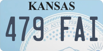 KS license plate 479FAI