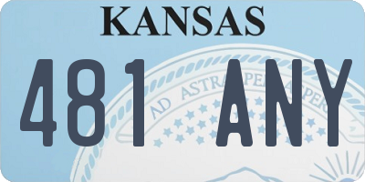 KS license plate 481ANY