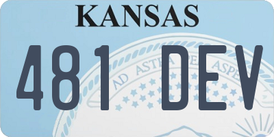 KS license plate 481DEV