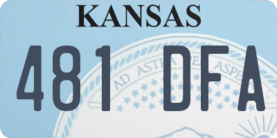 KS license plate 481DFA
