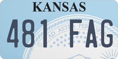 KS license plate 481FAG