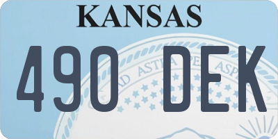 KS license plate 490DEK
