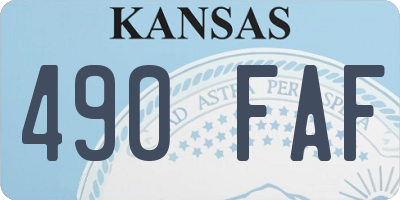 KS license plate 490FAF