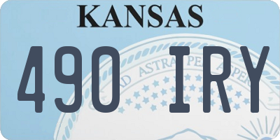 KS license plate 490IRY