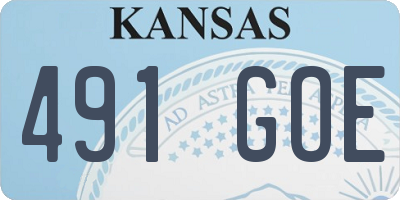 KS license plate 491GOE