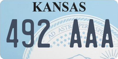 KS license plate 492AAA