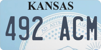 KS license plate 492ACM