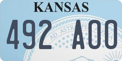 KS license plate 492AOO