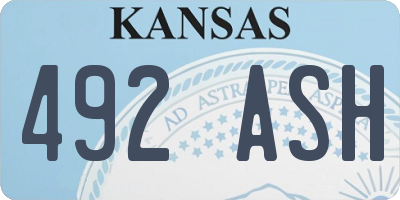 KS license plate 492ASH