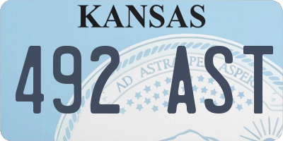 KS license plate 492AST