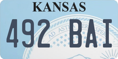 KS license plate 492BAI