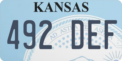 KS license plate 492DEF