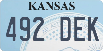 KS license plate 492DEK