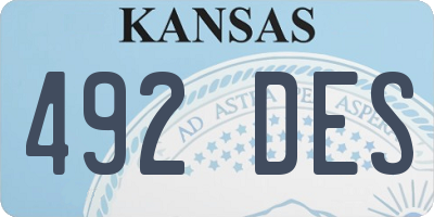 KS license plate 492DES