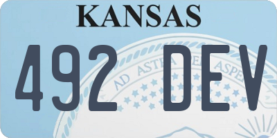 KS license plate 492DEV