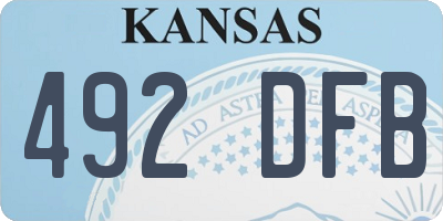 KS license plate 492DFB