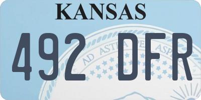 KS license plate 492DFR