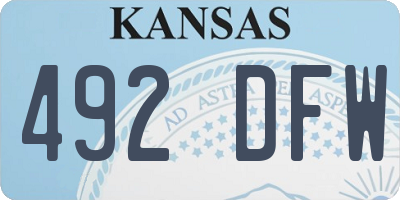 KS license plate 492DFW