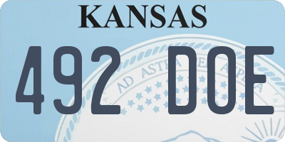 KS license plate 492DOE