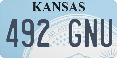 KS license plate 492GNU