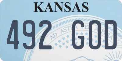 KS license plate 492GOD