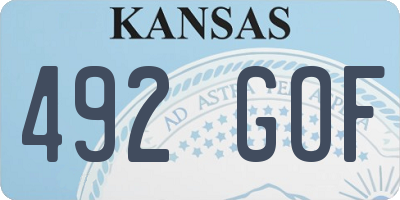 KS license plate 492GOF