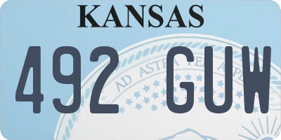 KS license plate 492GUW