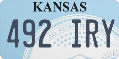 KS license plate 492IRY