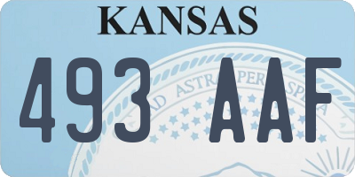 KS license plate 493AAF