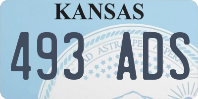 KS license plate 493ADS