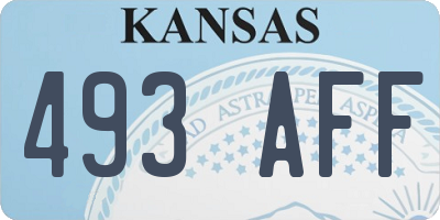 KS license plate 493AFF