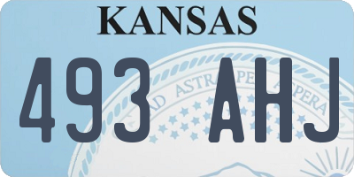 KS license plate 493AHJ